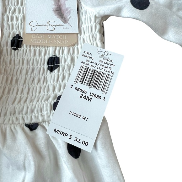 NWT Jessica Simpson Smocked Romper and Headband Set Size 24 Months - Picture 4 of 5